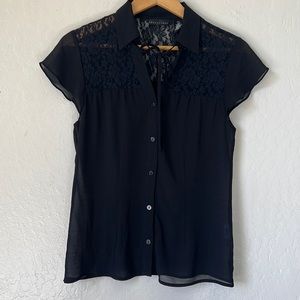 Apostrophe black lace top/ blouse size S